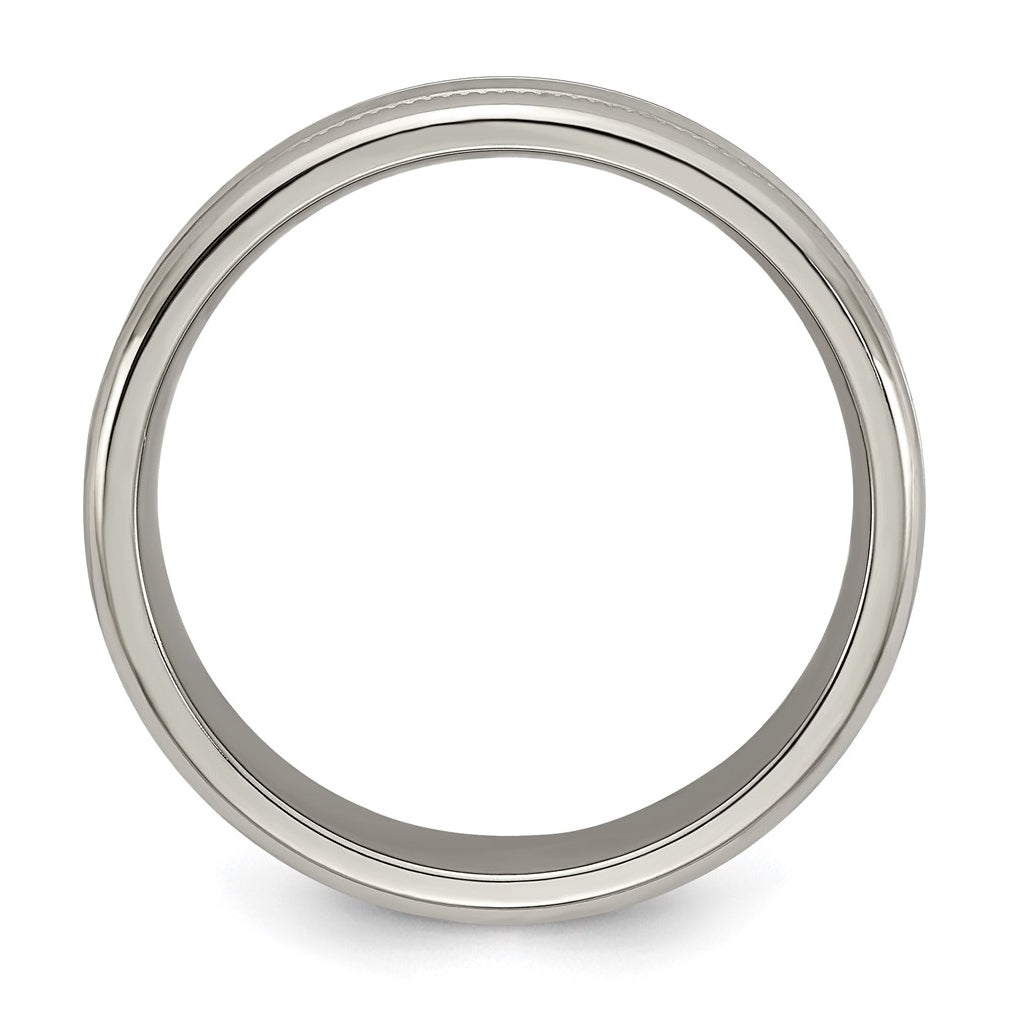 Edward Mirell Titanium Brushed & Polished Flat Milgrain 6mm Band – Elegant Jewelry Gift for Birthday, Anniversary, Engagement, Wedding