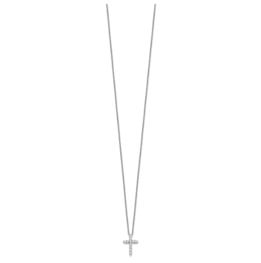 10K White Gold 1/4ct Lab Grown Diamond VS/SI+ G+ Complete 18in Cross Pendant Necklace – Elegant Jewelry Gift for Birthday, Anniversary, Engagement, Wedding