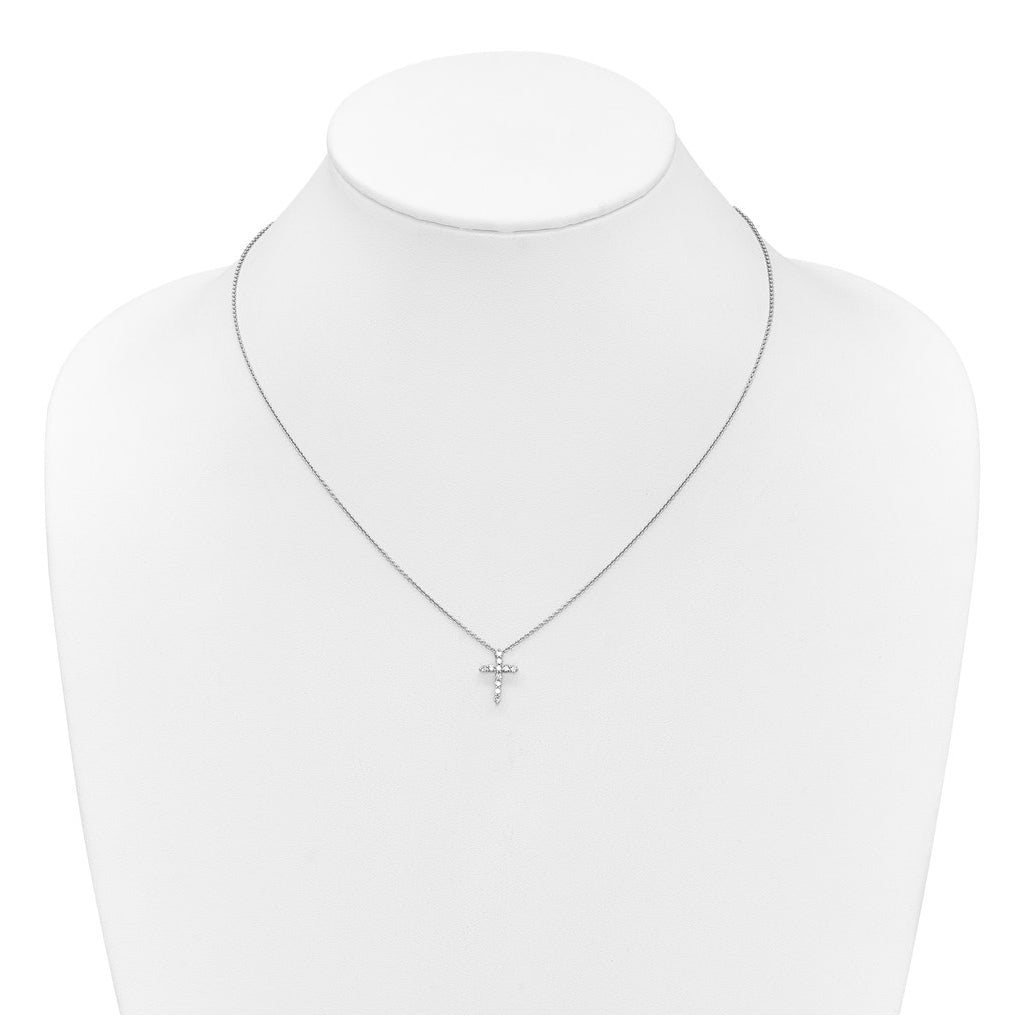 10K White Gold 1/4ct Lab Grown Diamond VS/SI+ G+ Complete 18in Cross Pendant Necklace – Elegant Jewelry Gift for Birthday, Anniversary, Engagement, Wedding