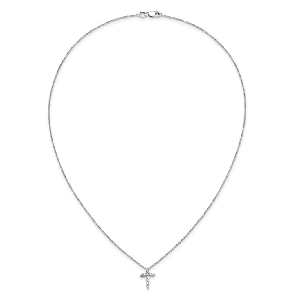 10K White Gold 1/4ct Lab Grown Diamond VS/SI+ G+ Complete 18in Cross Pendant Necklace – Elegant Jewelry Gift for Birthday, Anniversary, Engagement, Wedding
