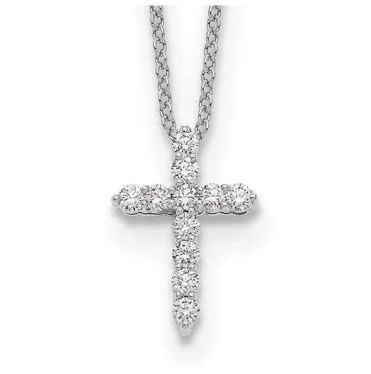 10K White Gold 1/4ct Lab Grown Diamond VS/SI+ G+ Complete 18in Cross Pendant Necklace – Elegant Jewelry Gift for Birthday, Anniversary, Engagement, Wedding