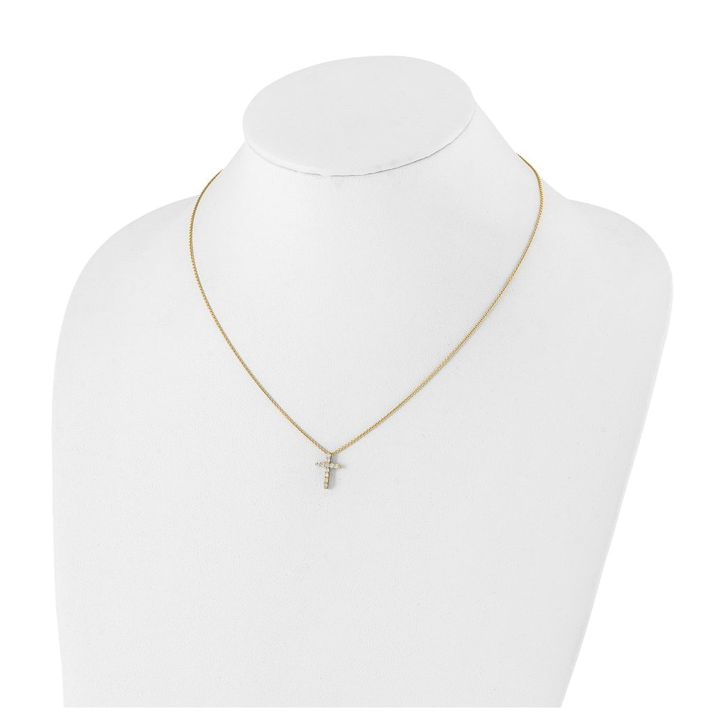 10K White Gold 1/4ct Lab Grown Diamond VS/SI+ G+ Complete 18in Cross Pendant Necklace – Elegant Jewelry Gift for Birthday, Anniversary, Engagement, Wedding