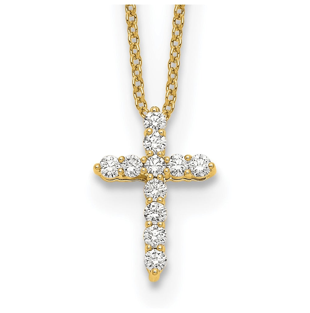 10K White Gold 1/4ct Lab Grown Diamond VS/SI+ G+ Complete 18in Cross Pendant Necklace – Elegant Jewelry Gift for Birthday, Anniversary, Engagement, Wedding
