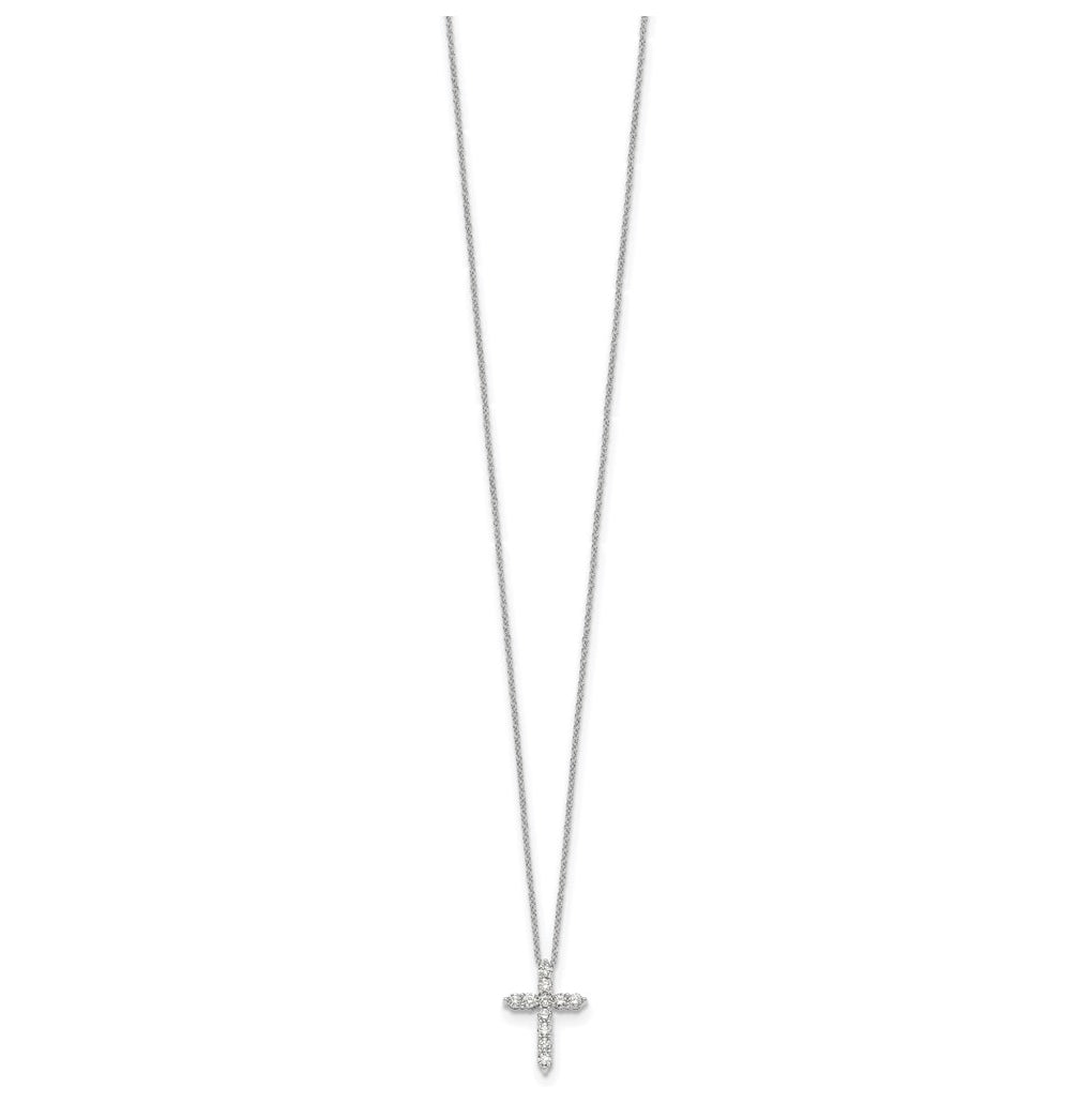 10K White Gold 1/4ct Lab Grown Diamond VS/SI+ G+ Complete 18in Cross Pendant Necklace – Elegant Jewelry Gift for Birthday, Anniversary, Engagement, Wedding