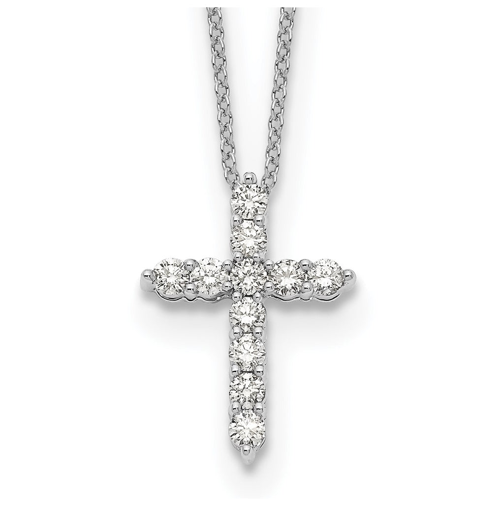 10K White Gold 1/4ct Lab Grown Diamond VS/SI+ G+ Complete 18in Cross Pendant Necklace – Elegant Jewelry Gift for Birthday, Anniversary, Engagement, Wedding