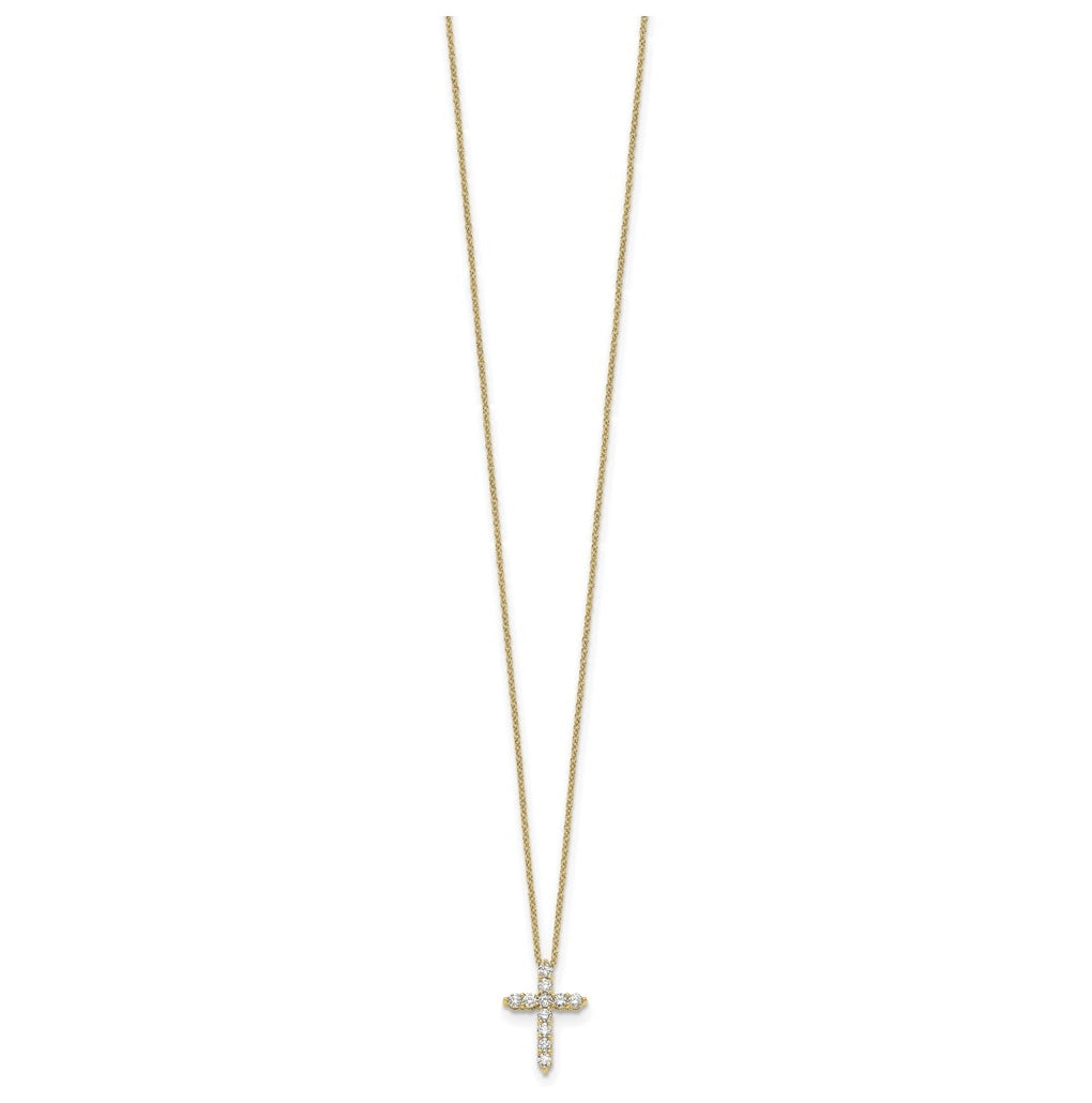 10K White Gold 1/4ct Lab Grown Diamond VS/SI+ G+ Complete 18in Cross Pendant Necklace – Elegant Jewelry Gift for Birthday, Anniversary, Engagement, Wedding