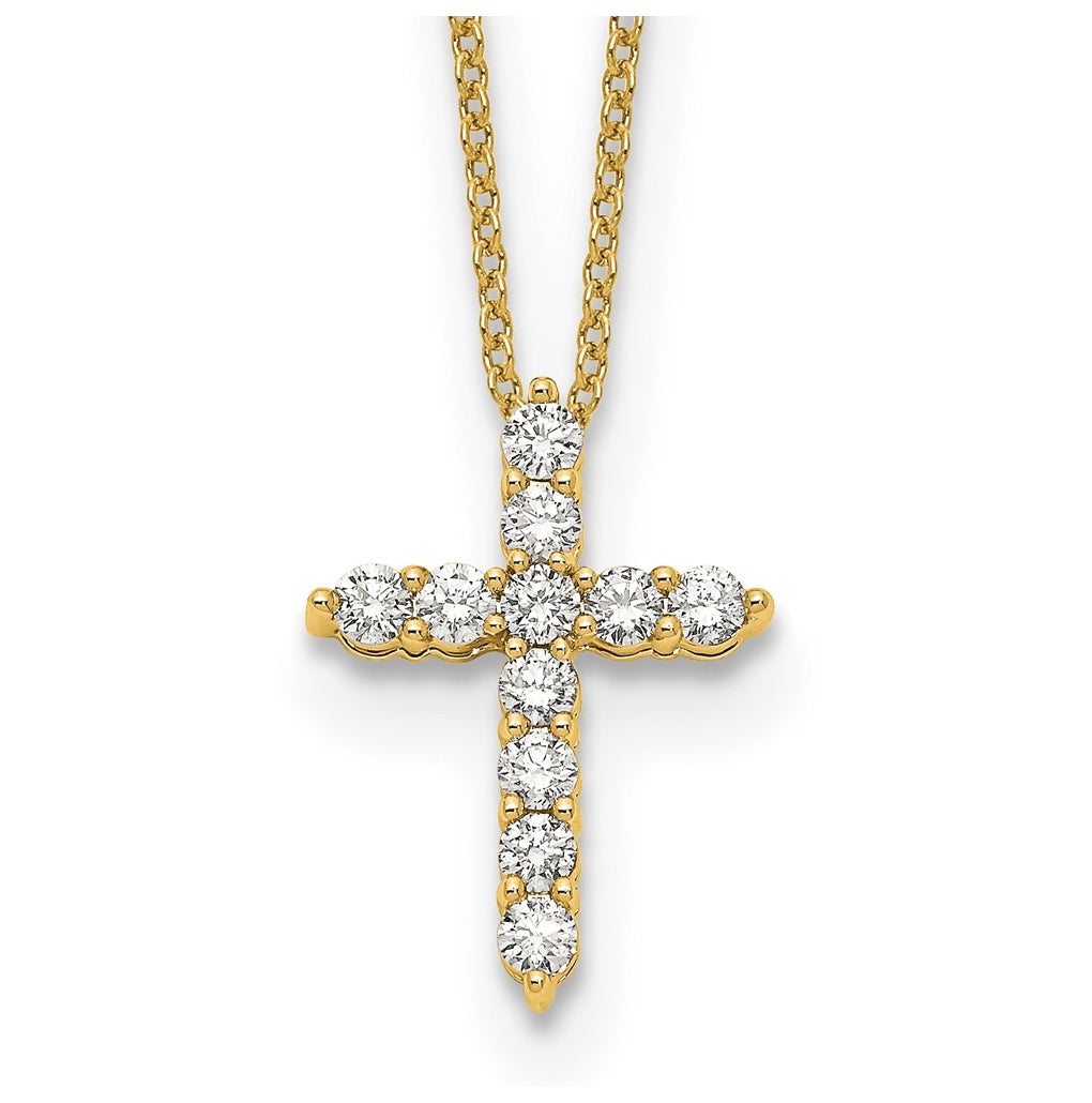 10K White Gold 1/4ct Lab Grown Diamond VS/SI+ G+ Complete 18in Cross Pendant Necklace – Elegant Jewelry Gift for Birthday, Anniversary, Engagement, Wedding
