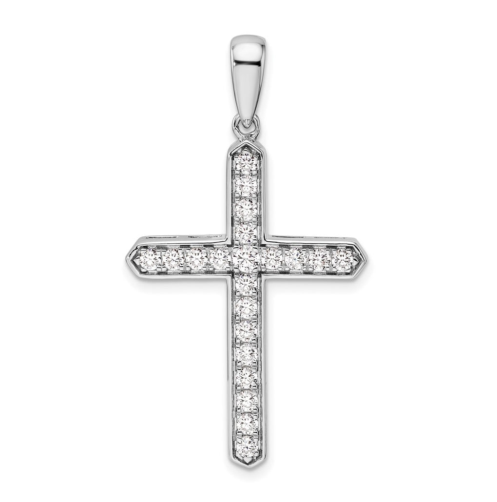 Sterling Silver Rhodium-plated 3/4ct Lab Grown Diamond VS/SI+ G+ Complete Cross Pendant – Elegant Jewelry Gift for Birthday, Anniversary, Engagement, Wedding