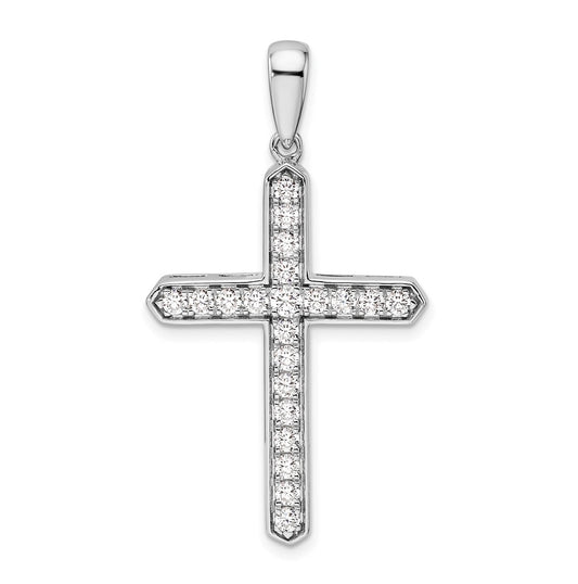 Sterling Silver Rhodium-plated 3/4ct Lab Grown Diamond VS/SI+ G+ Complete Cross Pendant – Elegant Jewelry Gift for Birthday, Anniversary, Engagement, Wedding