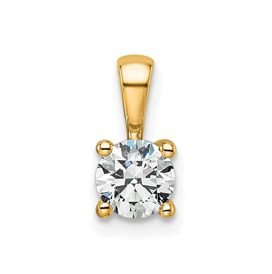 10K Yellow Gold 1/2 ct Lab Grown Diamond VS+ F+ Round Complete 4 Prong Pendant – Elegant Jewelry Gift for Birthday, Anniversary, Engagement, Wedding