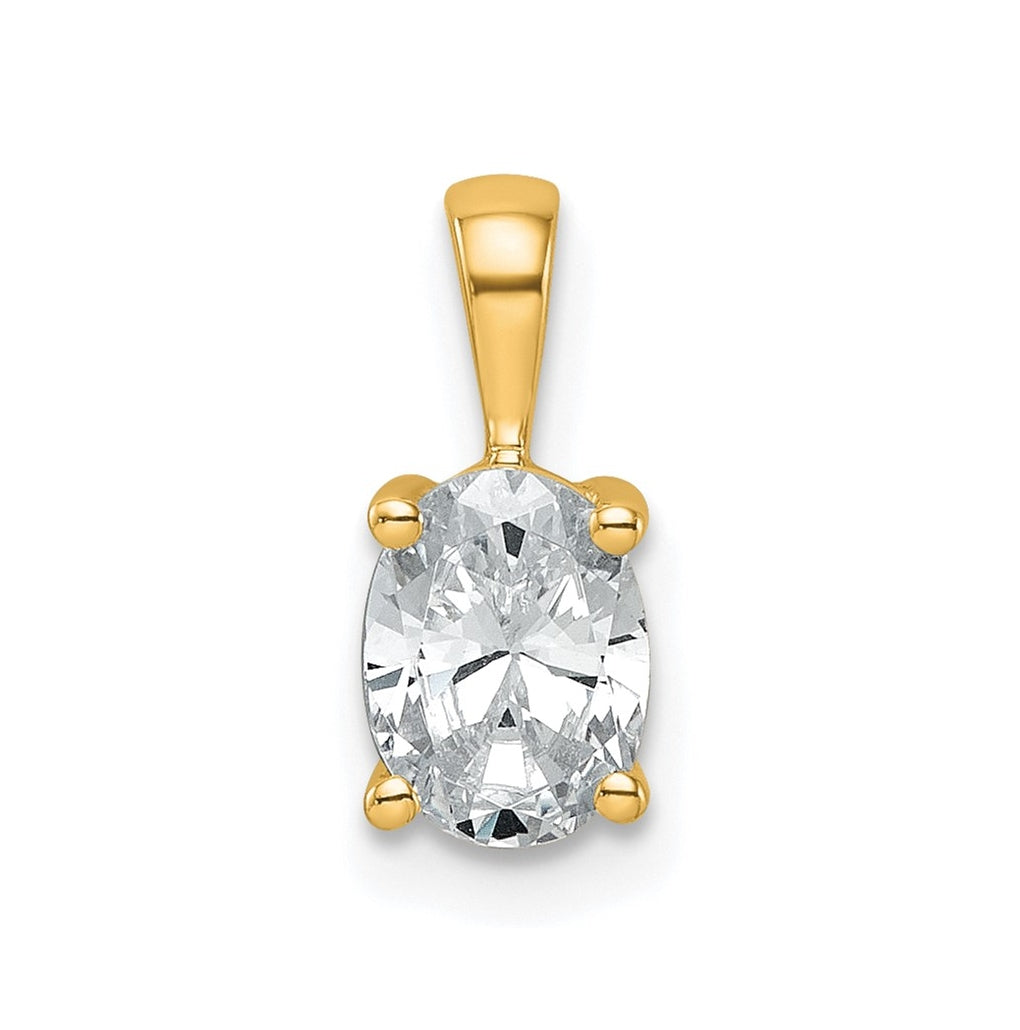 10K Yellow Gold 1/2 ct Lab Grown Diamond VS+ F+ Oval Complete 4 Prong Pendant – Elegant Jewelry Gift for Birthday, Anniversary, Engagement, Wedding
