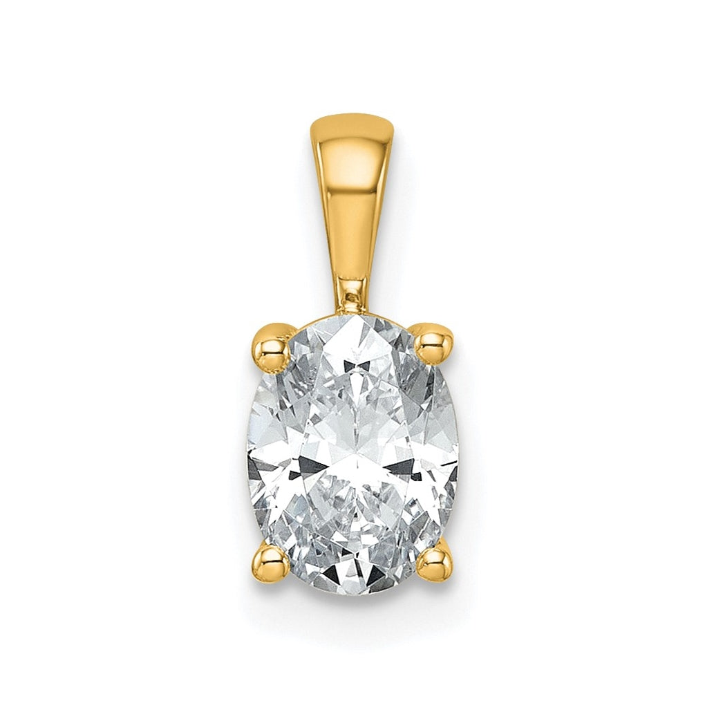 10K Yellow Gold 1/2 ct Lab Grown Diamond VS+ F+ Oval Complete 4 Prong Pendant – Elegant Jewelry Gift for Birthday, Anniversary, Engagement, Wedding