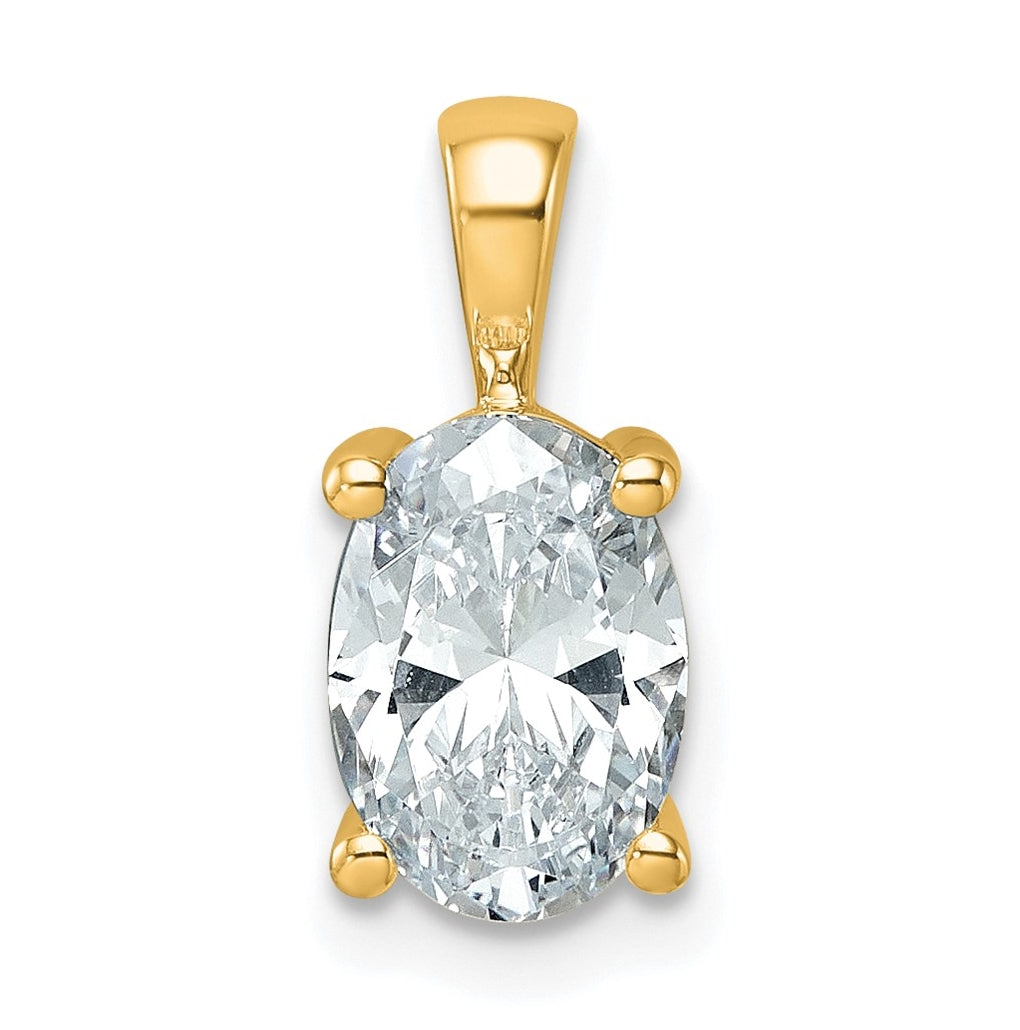 10K Yellow Gold 1/2 ct Lab Grown Diamond VS+ F+ Oval Complete 4 Prong Pendant – Elegant Jewelry Gift for Birthday, Anniversary, Engagement, Wedding