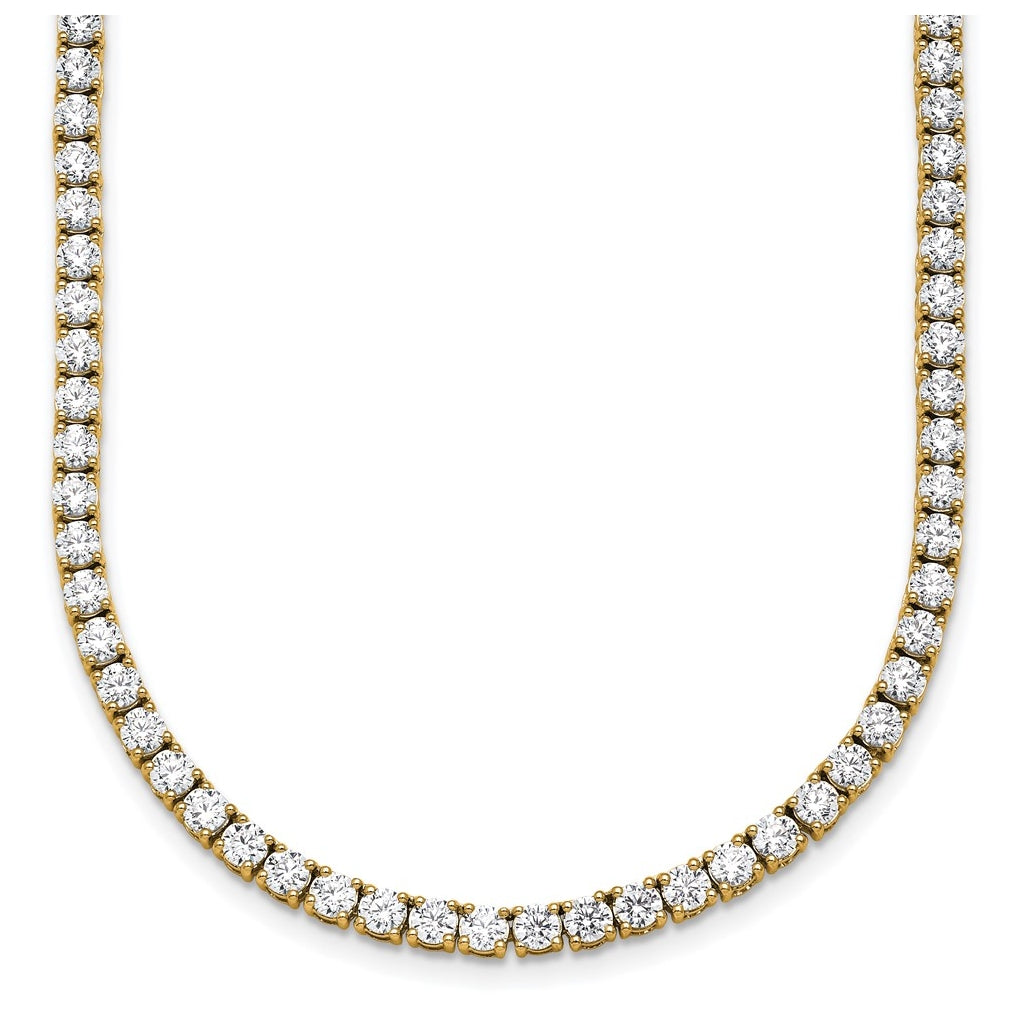 10k Yellow Gold 13 1/2ct Lab Grown Diamond VS+ F+ 18in Straight Tennis Necklace – Elegant Jewelry Gift for Birthday, Anniversary, Engagement, Wedding