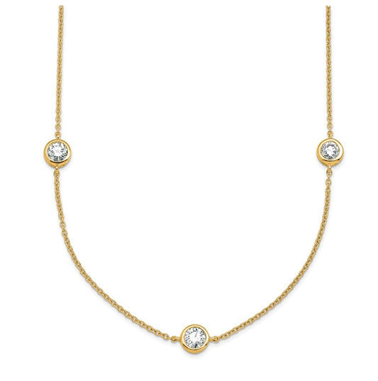 10K Yellow Gold 1 3/4ct Lab Grown Diamond VS/SI+ G+ Complete 18in 7 Station Necklace – Elegant Jewelry Gift for Birthday, Anniversary, Engagement, Wedding