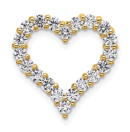 10K Yellow Gold 1ct Lab Grown Diamond VS+ F+ Complete Heart Chain Slide – Elegant Jewelry Gift for Birthday, Anniversary, Engagement, Wedding