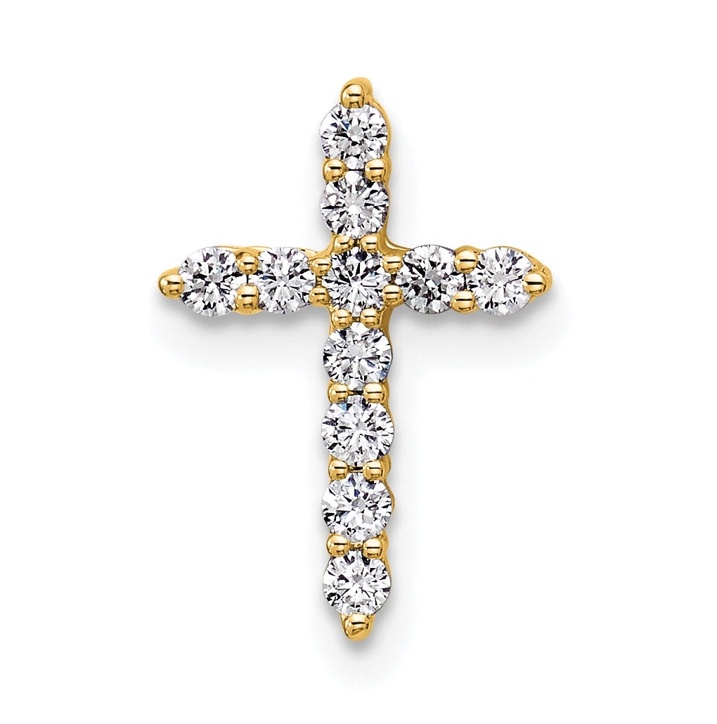 10k Yellow Gold 1/5ct Lab Grown Diamond VS/SI+ G+ Complete Cross Chain Slide Pendant – Elegant Jewelry Gift for Birthday, Anniversary, Engagement, Wedding