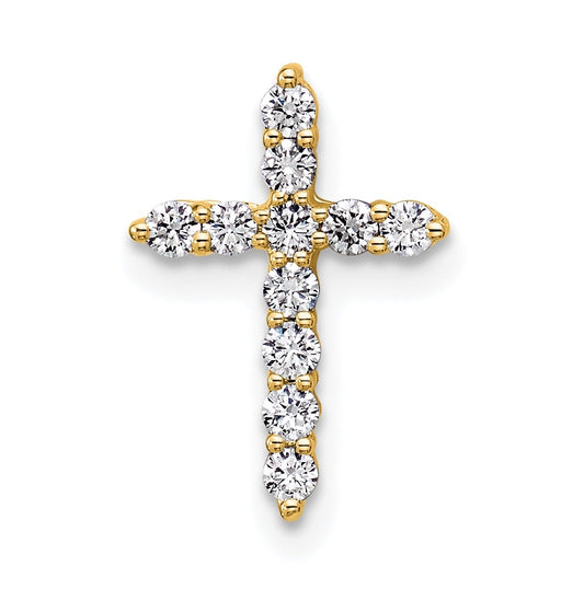 10k Yellow Gold 1/5ct Lab Grown Diamond VS/SI+ G+ Complete Cross Chain Slide Pendant – Elegant Jewelry Gift for Birthday, Anniversary, Engagement, Wedding