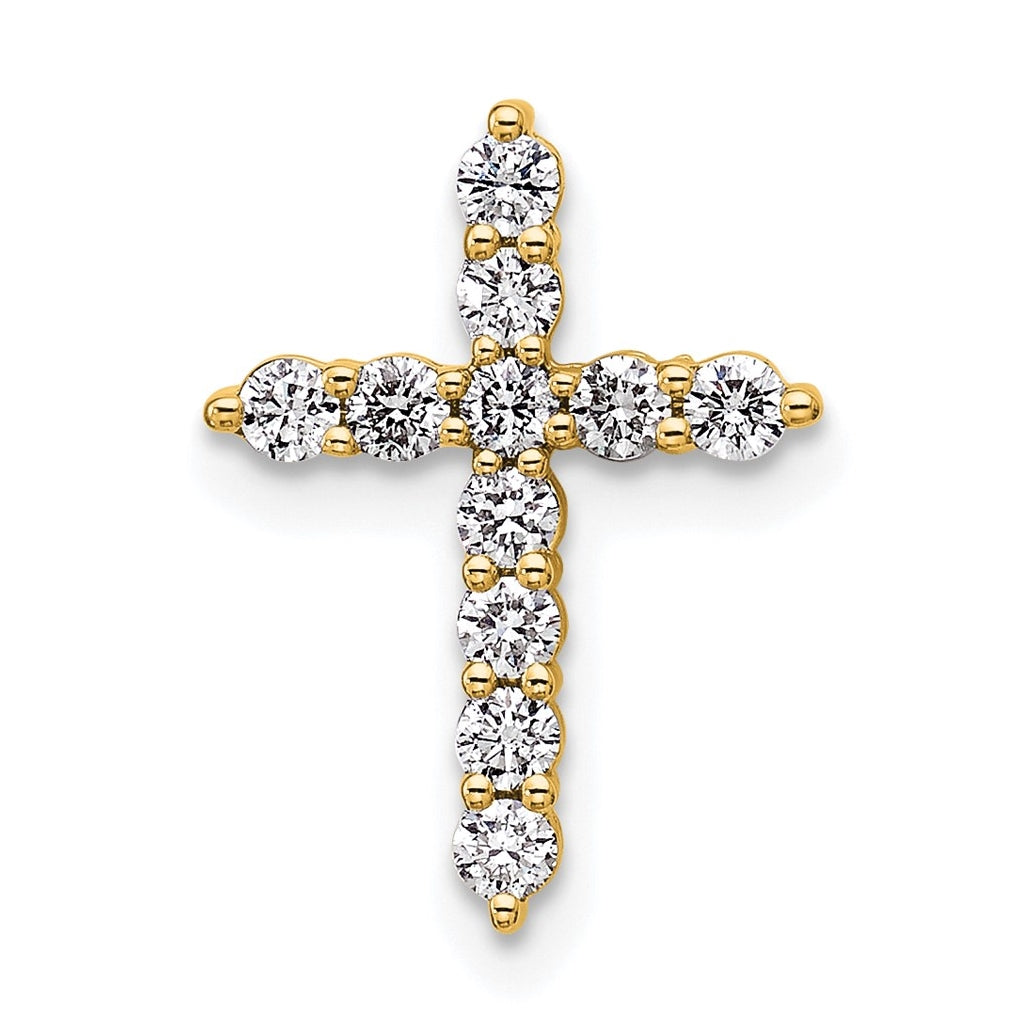 10k Yellow Gold 1/3ct Lab Grown Diamond VS/SI+ G+ Complete Cross Chain Slide Pendant – Elegant Jewelry Gift for Birthday, Anniversary, Engagement, Wedding