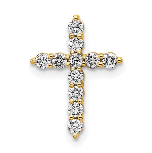 10k Yellow Gold 1/3ct Lab Grown Diamond VS/SI+ G+ Complete Cross Chain Slide Pendant – Elegant Jewelry Gift for Birthday, Anniversary, Engagement, Wedding