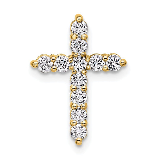 10k Yellow Gold 1/2ct Lab Grown Diamond VS/SI+ G+ Complete Cross Chain Slide Pendant – Elegant Jewelry Gift for Birthday, Anniversary, Engagement, Wedding