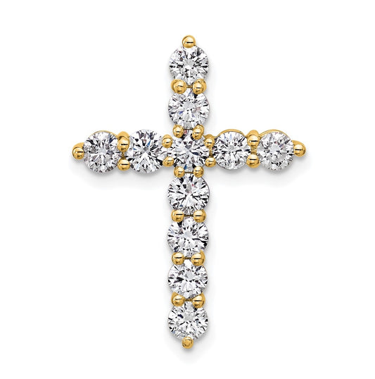 10K Yellow Gold 1 1/2ct Lab Grown Diamond VS/SI+ G+ Complete Cross Chain Slide Pendant – Elegant Jewelry Gift for Birthday, Anniversary, Engagement, Wedding