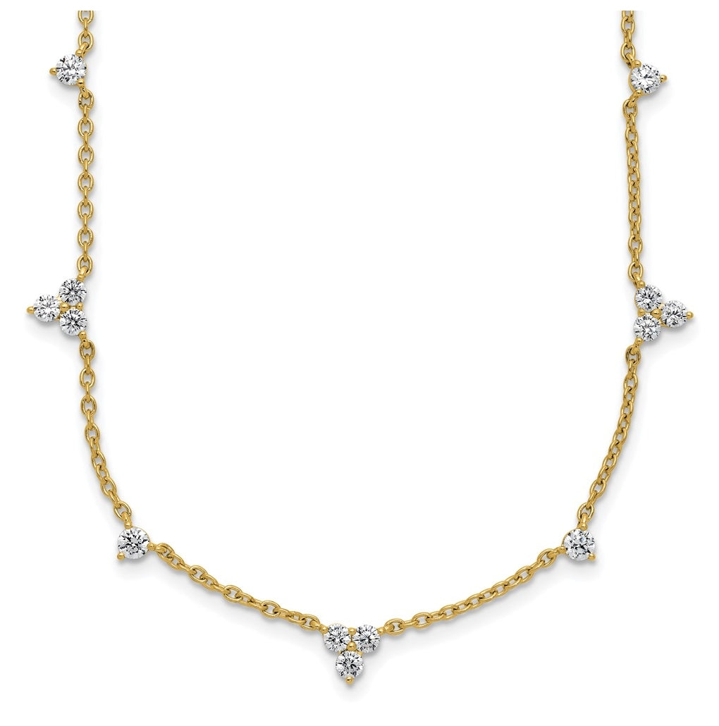 10K Yellow Gold 1 3/4ct Lab Grown Diamond VS/SI+ G+ Complete 11 Station 18in Necklace – Elegant Jewelry Gift for Birthday, Anniversary, Engagement, Wedding