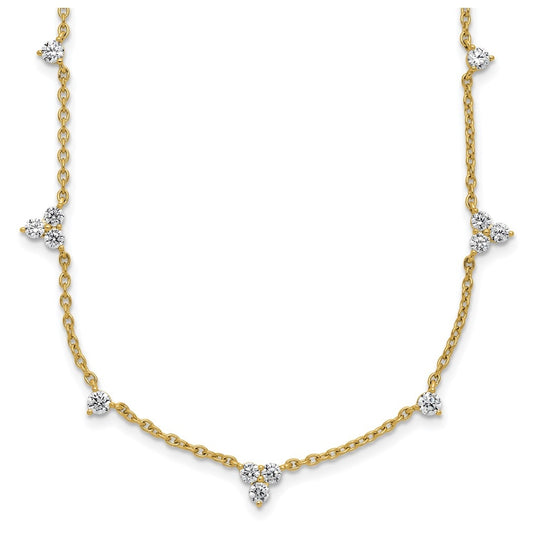 10K Yellow Gold 1 3/4ct Lab Grown Diamond VS/SI+ G+ Complete 11 Station 18in Necklace – Elegant Jewelry Gift for Birthday, Anniversary, Engagement, Wedding