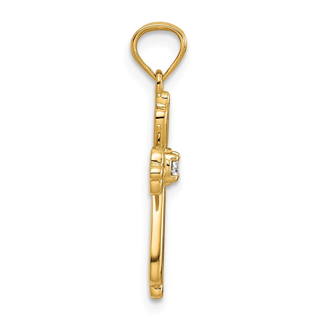 14k Yellow Gold Lab Grown Diamond VS/SI+ G+ Accented Complete Cross Pendant – Elegant Jewelry Gift for Birthday, Anniversary, Engagement, Wedding