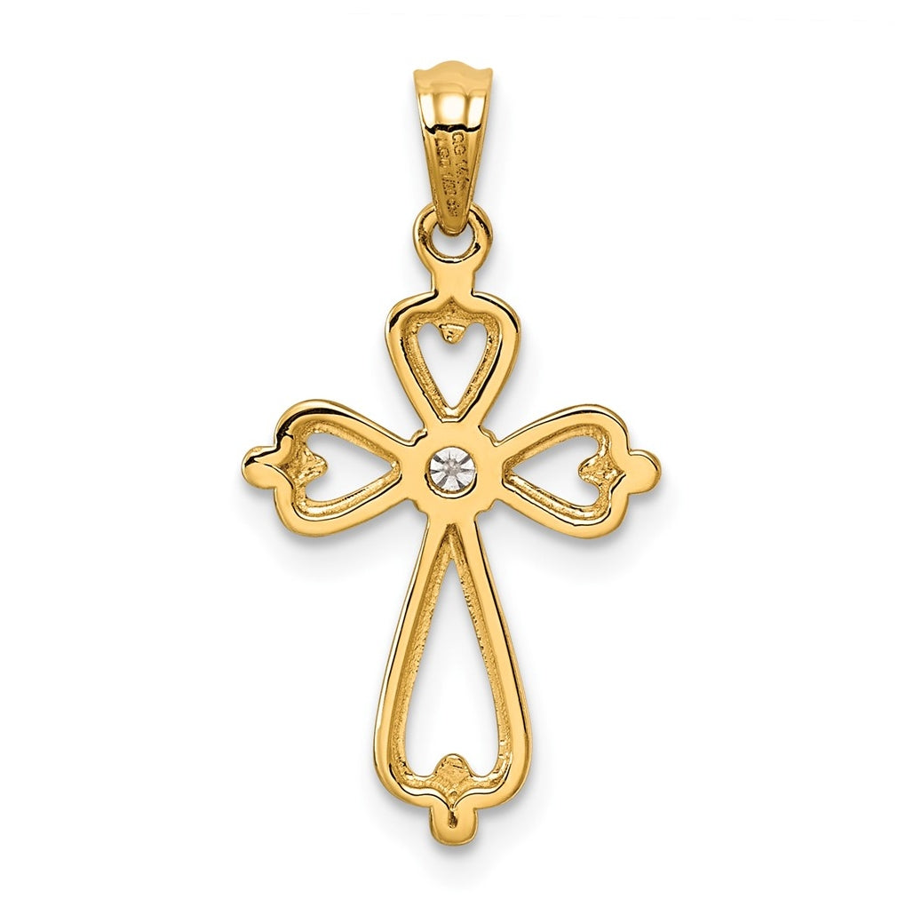 14k Yellow Gold Lab Grown Diamond VS/SI+ G+ Accented Complete Cross Pendant – Elegant Jewelry Gift for Birthday, Anniversary, Engagement, Wedding