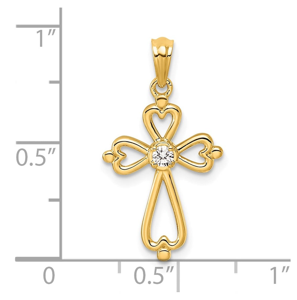 14k Yellow Gold Lab Grown Diamond VS/SI+ G+ Accented Complete Cross Pendant – Elegant Jewelry Gift for Birthday, Anniversary, Engagement, Wedding