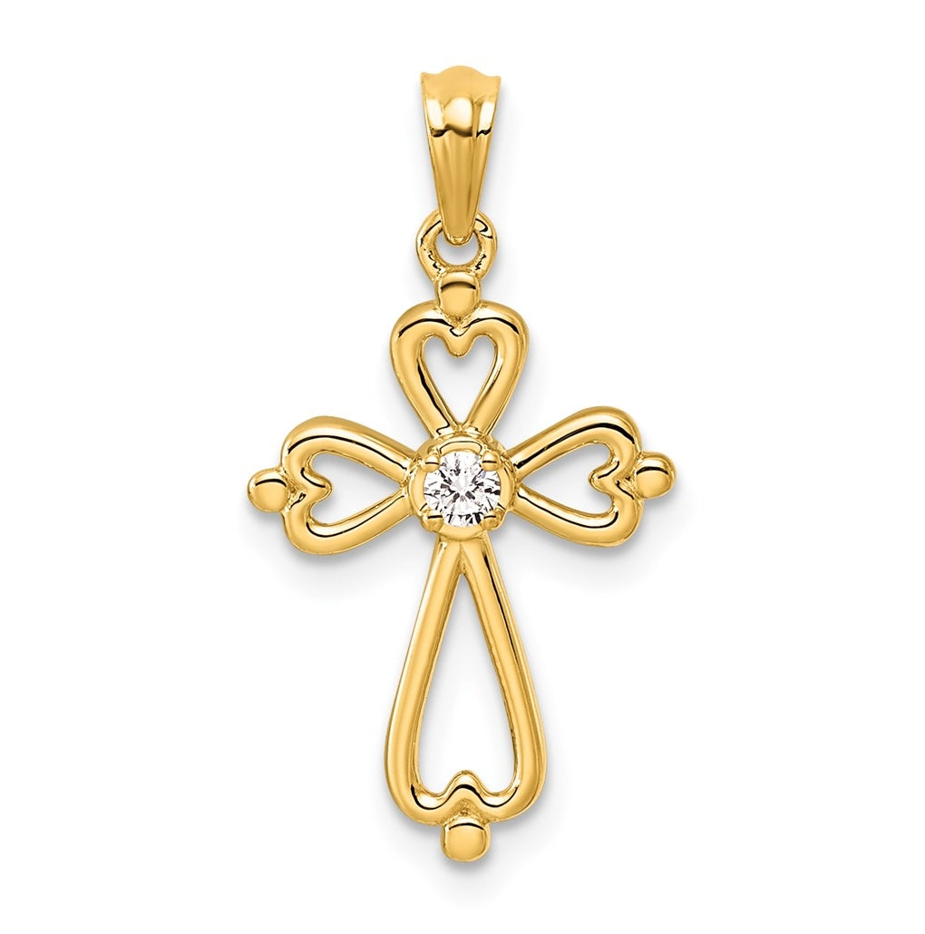 14k Yellow Gold Lab Grown Diamond VS/SI+ G+ Accented Complete Cross Pendant – Elegant Jewelry Gift for Birthday, Anniversary, Engagement, Wedding