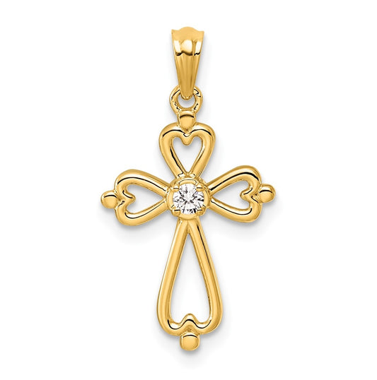 14k Yellow Gold Lab Grown Diamond VS/SI+ G+ Accented Complete Cross Pendant – Elegant Jewelry Gift for Birthday, Anniversary, Engagement, Wedding