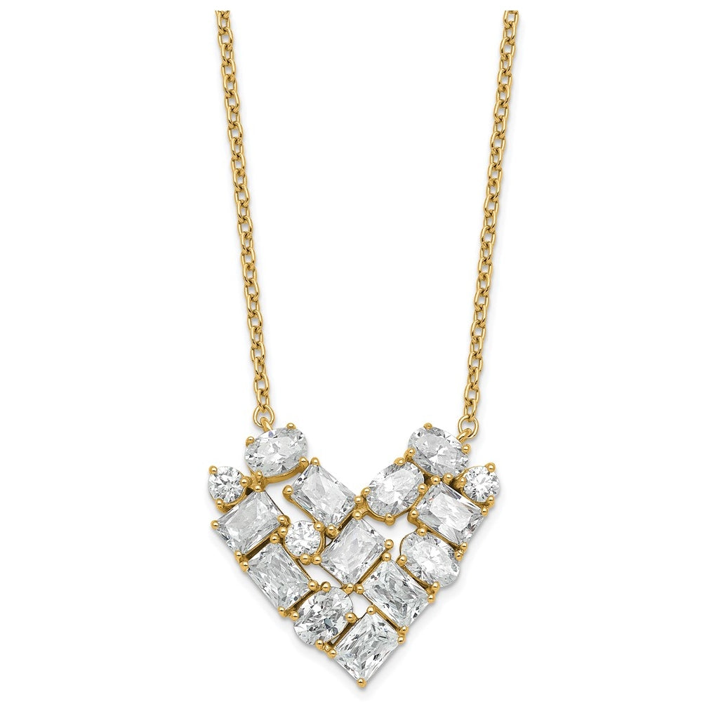 10k Yellow Gold 1 1/4ct Lab Grown Diamond VS/SI+ G+ Complete 18in Cluster Heart Necklace – Elegant Jewelry Gift for Birthday, Anniversary, Engagement, Wedding
