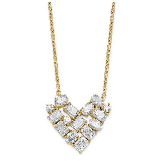 10k Yellow Gold 1 1/4ct Lab Grown Diamond VS/SI+ G+ Complete 18in Cluster Heart Necklace – Elegant Jewelry Gift for Birthday, Anniversary, Engagement, Wedding