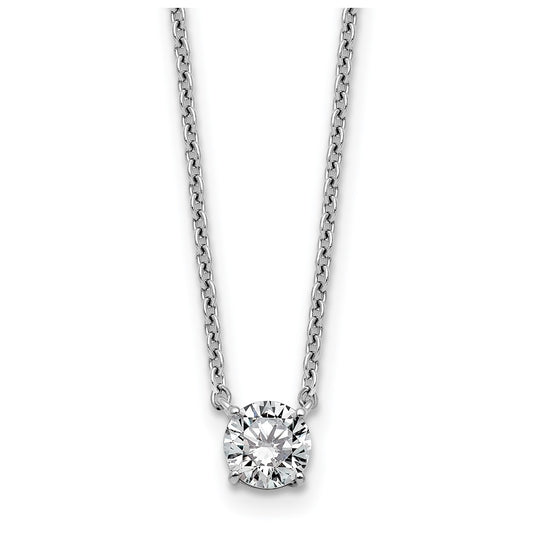 Sterling Silver Rhodium-plated 1/2ct Lab Grown Diamond VS+ F+ Complete 4 Prong 18in Solitaire Necklace – Elegant Jewelry Gift for Birthday, Anniversary, Engagement, Wedding