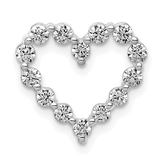 Sterling Silver Rhodium-plated 1/2ct Lab Grown Diamond VS+ F+ Complete Heart Chain Slide – Elegant Jewelry Gift for Birthday, Anniversary, Engagement, Wedding