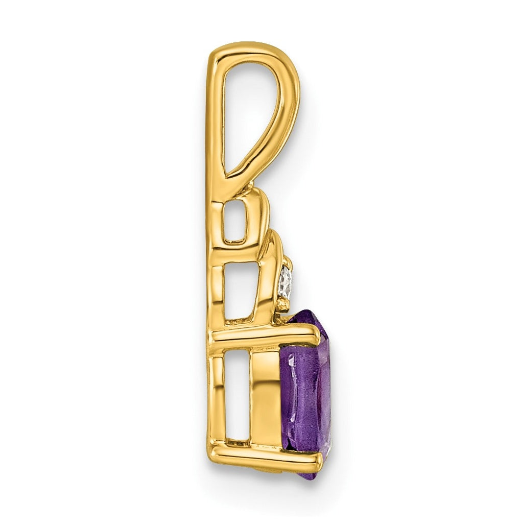 14K Yellow Gold Amethyst & Lab Grown Diamond VS/SI+ G+ February Birthstone Complete Pendant – Elegant Jewelry Gift for Birthday, Anniversary, Engagement, Wedding
