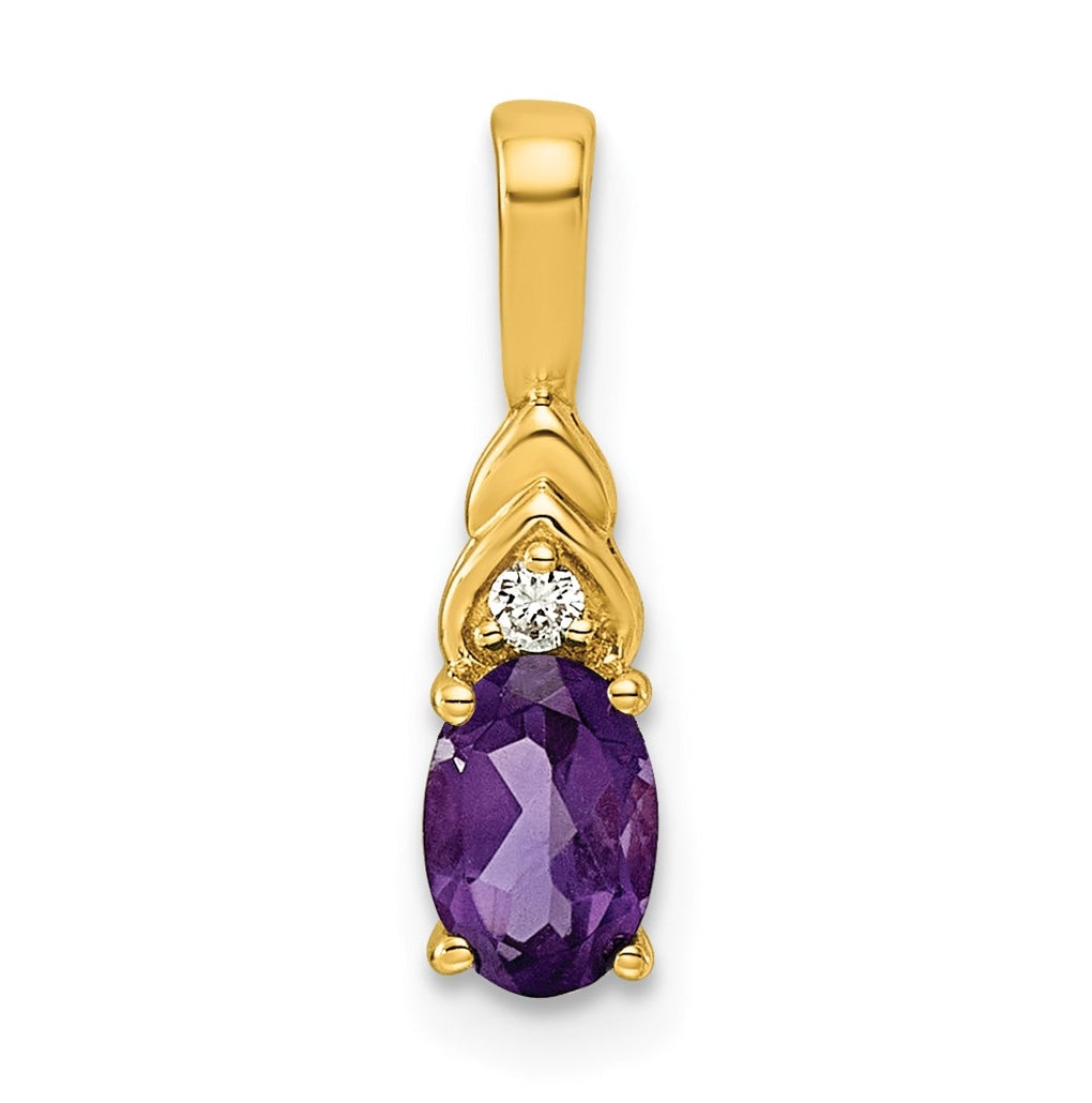 14K Yellow Gold Amethyst & Lab Grown Diamond VS/SI+ G+ February Birthstone Complete Pendant – Elegant Jewelry Gift for Birthday, Anniversary, Engagement, Wedding