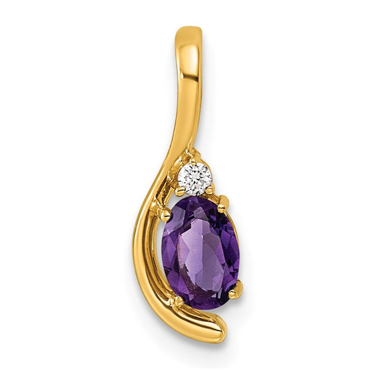14K Yellow Gold Amethyst & Lab Grown Diamond VS/SI+ G+ February Birthstone Complete Pendant – Elegant Jewelry Gift for Birthday, Anniversary, Engagement, Wedding