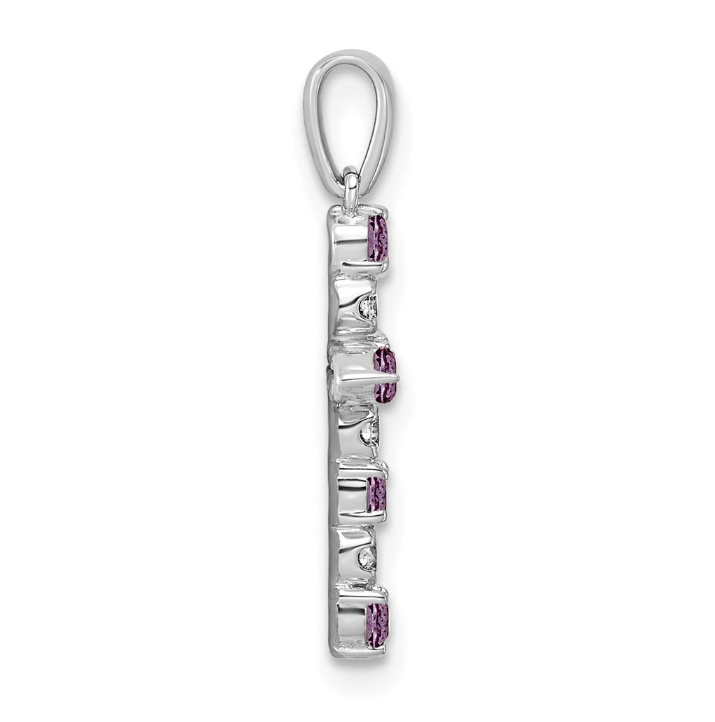 14K Yellow Gold Amethyst & 1/6 Cttw Lab Grown Diamond VS/SI+ G+ February Birthstone Complete Cross Pendant – Elegant Jewelry Gift for Birthday, Anniversary, Engagement, Wedding