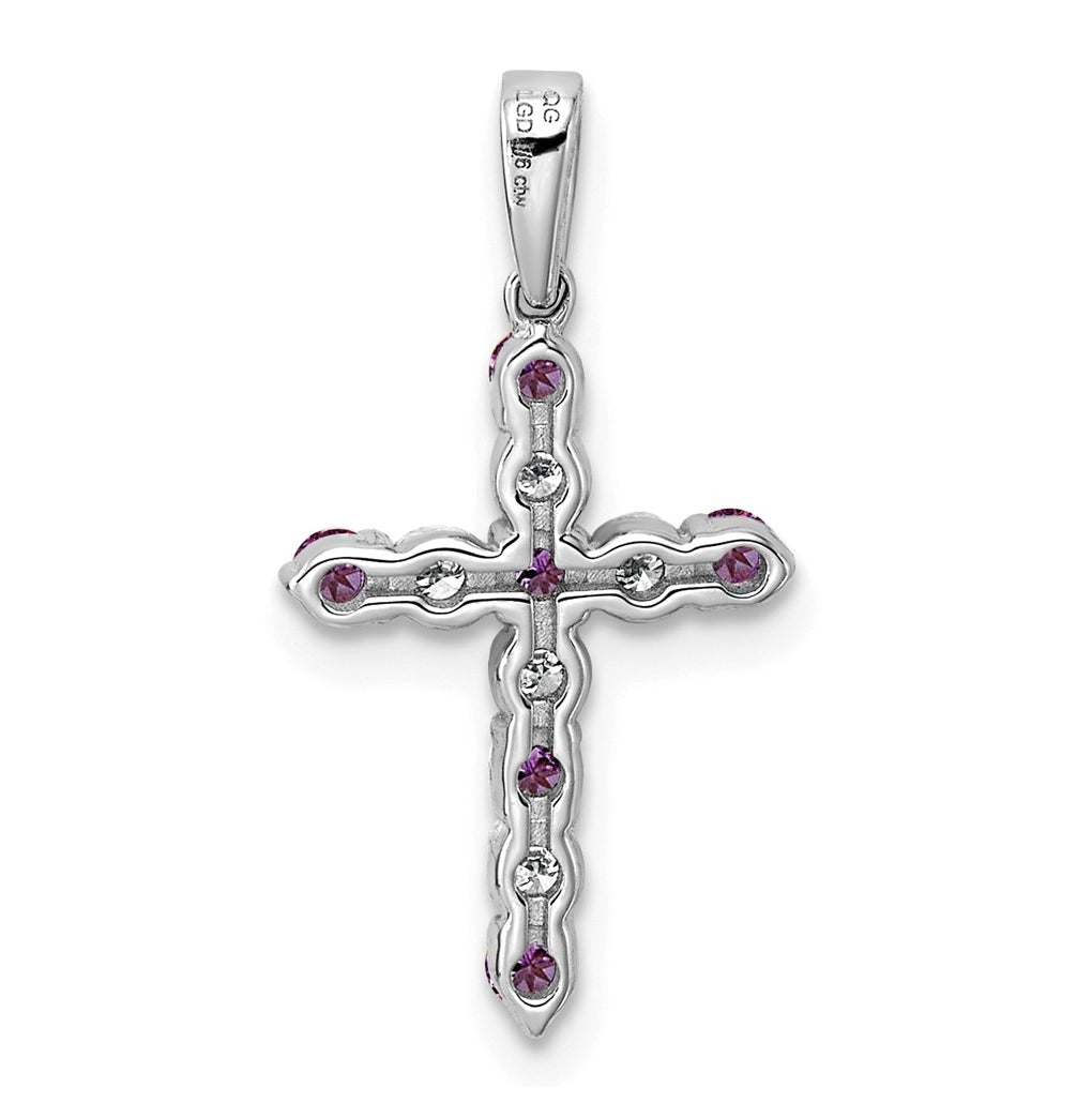 10k Yellow Gold Amethyst & 1/6 Cttw Lab Grown Diamond VS/SI+ G+ February Birthstone Complete Cross Pendant – Elegant Jewelry Gift for Birthday, Anniversary, Engagement, Wedding