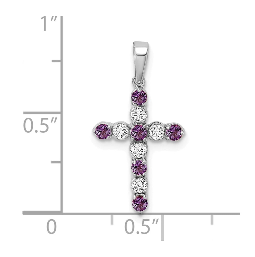 10k Yellow Gold Amethyst & 1/6 Cttw Lab Grown Diamond VS/SI+ G+ February Birthstone Complete Cross Pendant – Elegant Jewelry Gift for Birthday, Anniversary, Engagement, Wedding