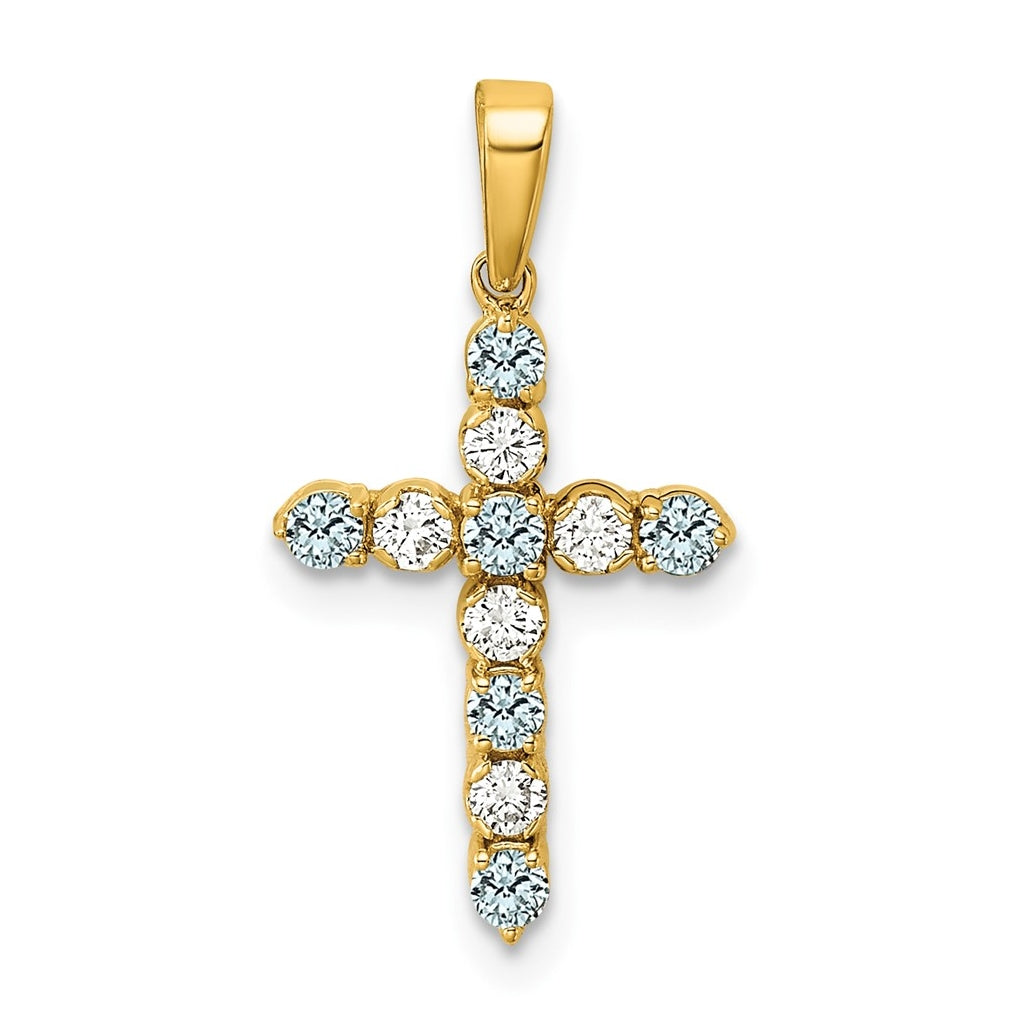 14K Yellow Gold Amethyst & 1/6 Cttw Lab Grown Diamond VS/SI+ G+ February Birthstone Complete Cross Pendant – Elegant Jewelry Gift for Birthday, Anniversary, Engagement, Wedding