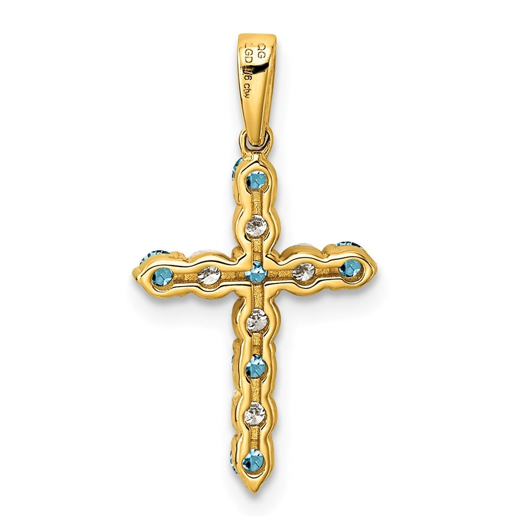 14K Yellow Gold Amethyst & 1/6 Cttw Lab Grown Diamond VS/SI+ G+ February Birthstone Complete Cross Pendant – Elegant Jewelry Gift for Birthday, Anniversary, Engagement, Wedding