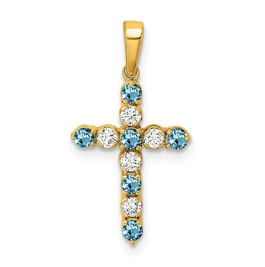 14K Yellow Gold Amethyst & 1/6 Cttw Lab Grown Diamond VS/SI+ G+ February Birthstone Complete Cross Pendant – Elegant Jewelry Gift for Birthday, Anniversary, Engagement, Wedding