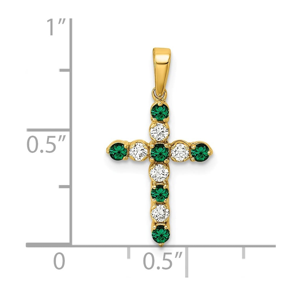 14K Yellow Gold Amethyst & 1/6 Cttw Lab Grown Diamond VS/SI+ G+ February Birthstone Complete Cross Pendant – Elegant Jewelry Gift for Birthday, Anniversary, Engagement, Wedding