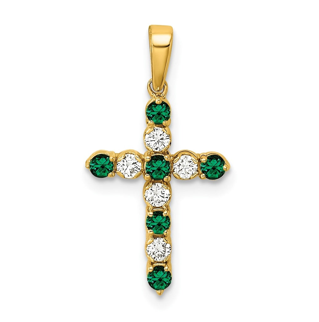 10k Yellow Gold Amethyst & 1/6 Cttw Lab Grown Diamond VS/SI+ G+ February Birthstone Complete Cross Pendant – Elegant Jewelry Gift for Birthday, Anniversary, Engagement, Wedding