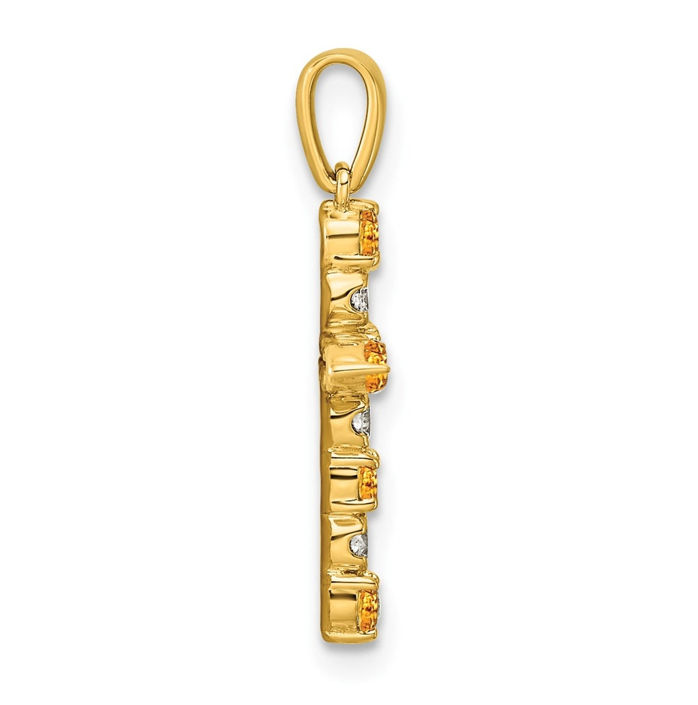 10k Yellow Gold Amethyst & 1/6 Cttw Lab Grown Diamond VS/SI+ G+ February Birthstone Complete Cross Pendant – Elegant Jewelry Gift for Birthday, Anniversary, Engagement, Wedding