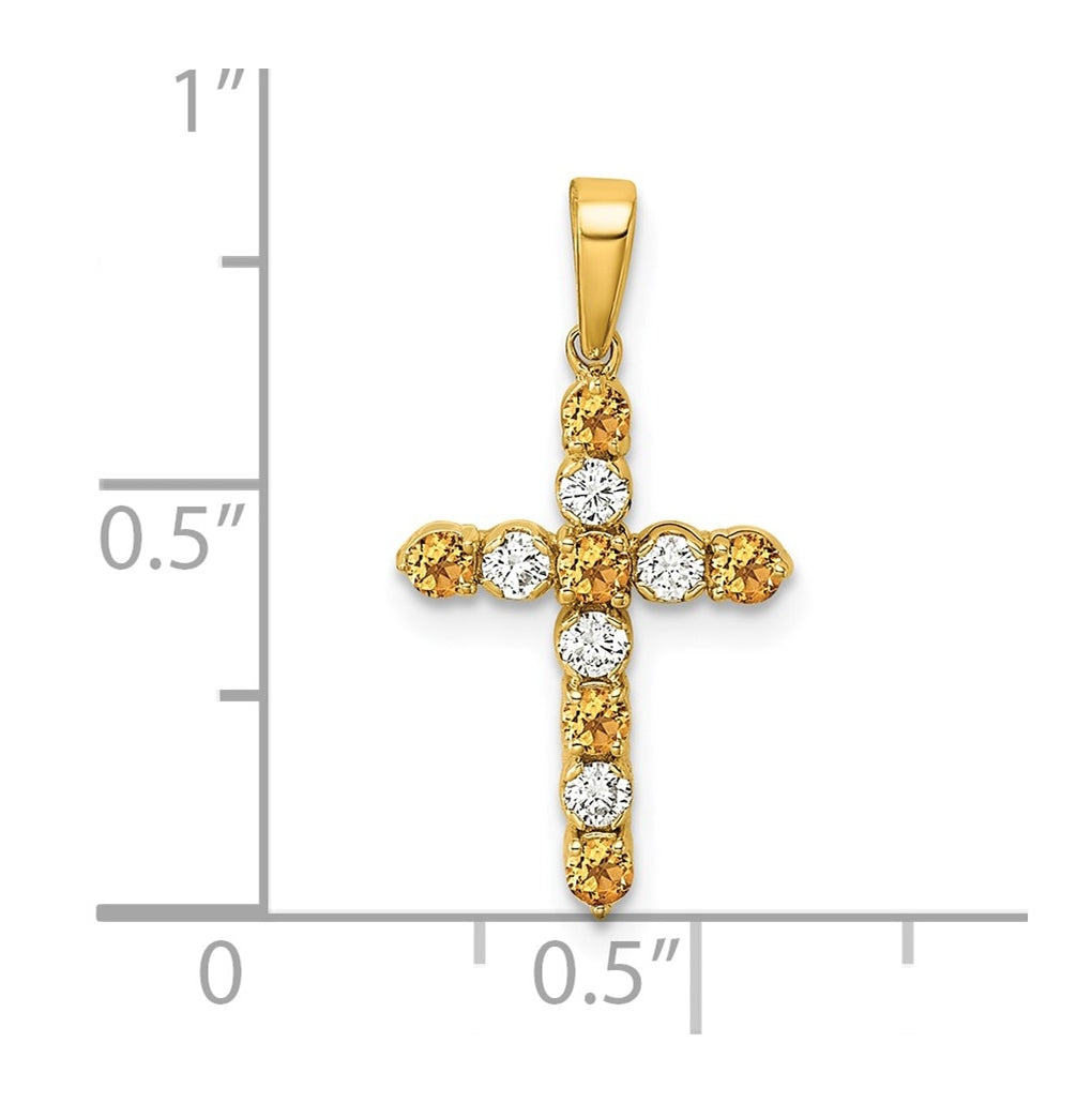 14K Yellow Gold Amethyst & 1/6 Cttw Lab Grown Diamond VS/SI+ G+ February Birthstone Complete Cross Pendant – Elegant Jewelry Gift for Birthday, Anniversary, Engagement, Wedding